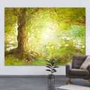 7x5ft Spring Backdrop Easter Scenery Woodland Meadow Flower Photography for Birthday Baby Shower Fairy Tale Forest Background Oil Painting Photo Studio Photoshoot Backdrops Props Supplies