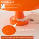 Cordless Mushroom Table Lamp, Rechargeable Orange Bedside Lamp with Touch Control and 3 Color Stepless Dimming, Portable Desk Lamp for Dinner/Restaurant/Bedroom (W11'' x H7.67'')