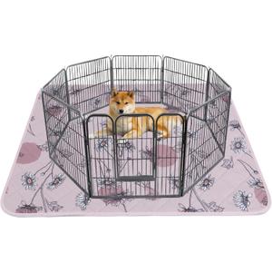 IEUUMLER Washable Pee Pads for Dogs, 1 Pack Non-Slip & Waterproof Pack Whelping Pad, Reusable Washable Puppy Potty Training Pad with Fast Absorbent for Playpen EU007 (Pink Daisy, 48"X48"-1pcs)