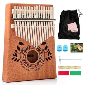 UNOKKI Kalimba 17 Key Thumb Piano, Portable Mahogany Mbira Finger Piano with Instruction, Carrying Bag, Tune Hammer, Holiday Gift for Kids, Light Brown - Musical Instruments for Kids
