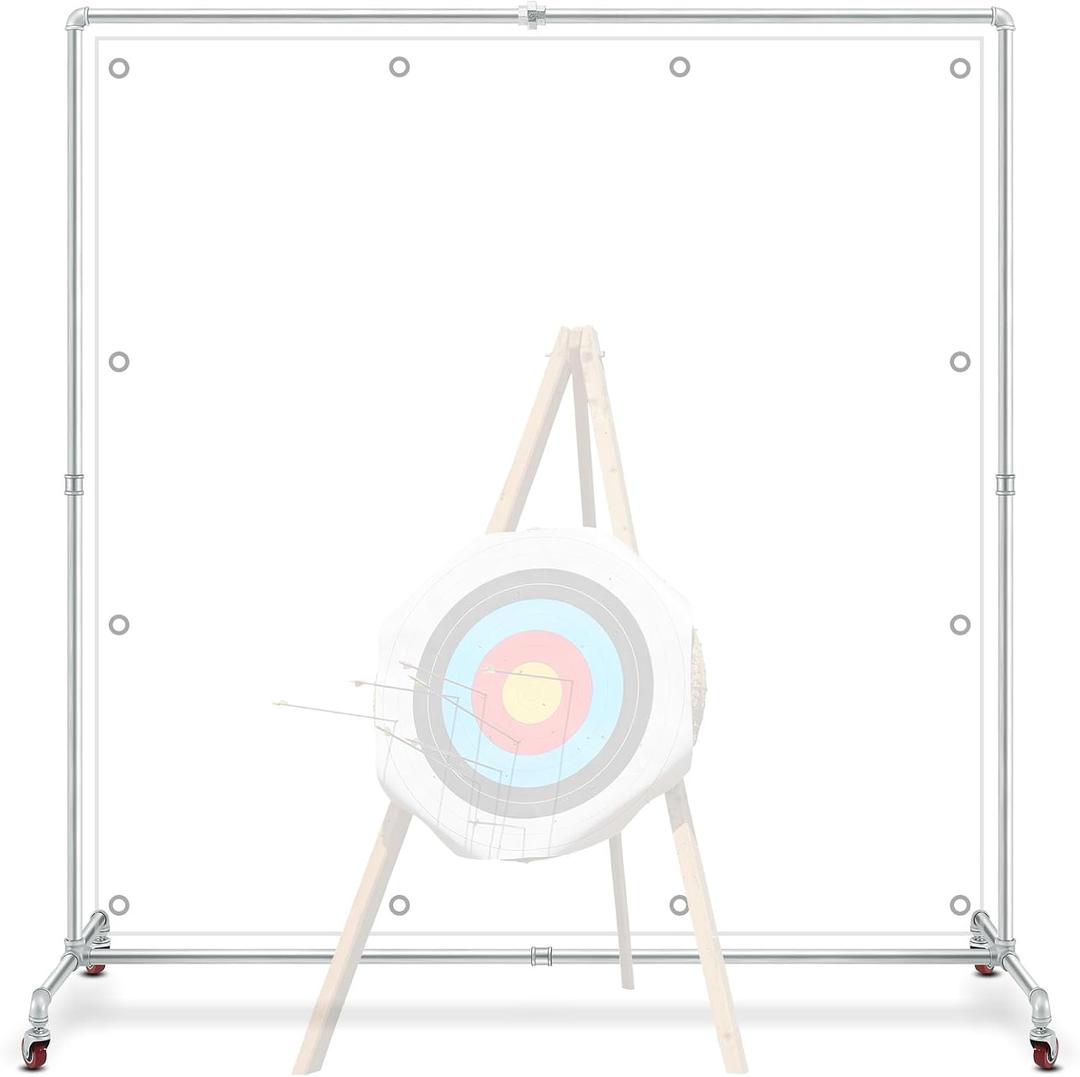 Archery Backstop Stand with 4 Wheels for Netting Archery Galvanized Steel Netting Backstop Frame Suitable for Backyard Outdoor Shooting Practice (5 x 5 ft)
