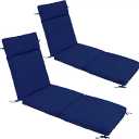 Chaise Lounge Cushion 72x21x3 Inch ?Set of 2 Outdoor Lounge Chair Cushions, Lounger Pad Replacement with Fade-Resistant, Removable & Machine-Washable Covers, Ideal for Patio Chaise Chairs, Navy Blue