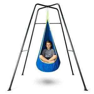 Swing Stand Frame with Sensory Pod Swings, Sensory Swing Set for Kids, Heavy Duty Metal Swings Frame, Cotton Sensory Pod Swing for Kids Indoor and Outdoor 330LBS Blue