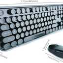 Wireless Keyboard and Mouse Combo, Retro Style Keyboard with Round Keycaps, 2.4GHz Dropout-Free Connection Mouse with 3 Adjustable DPI for Windows Notebook PC (Black)