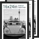 16x24 Poster Frame 3 Pack - Black, Textured Solid Wood Picture Frame, Wall Gallery Photo Frame
