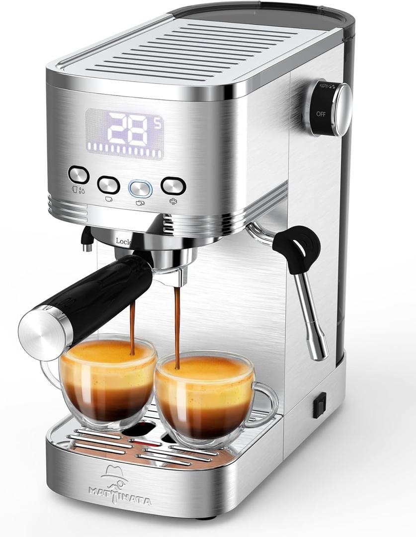 Espresso Machine 20 Bar, Espresso Maker with Milk Frother and Hot Water Wand for Cappuccino, Latte, Americano, Stainless Steel