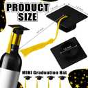 Qunclay 60 Pieces Mini Graduation Cap Hats Plastic Grad Cake Supplies Cover Toppers for Graduation Party Decorations (Black, Gold)