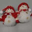 Juegoal 2 Pack Christmas Table Decorations, 10 Inch Lighted Snowmen Figurines, Light Up Snowman Holiday Present, Battery Operated Xmas Gifts Tabletop Ornaments Dinner Party Supplies, Red Brim