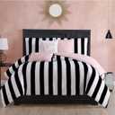 Juicy Couture  Comforter Set, Cabana Stripe Design, Twin Bedding, 5 Piece Set Includes 1 Comforter, 1 Sham and 3 Decorative Pillows, 100% Microfiber Polyester, Wrinkle Resistant