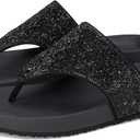 Skechers Women's Arch FIT Vinyasa - Glam TIME, Embellished Hooded Thong, Black/Black, 8M
