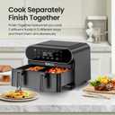 TOPZEE 11-QT Large Air Fryer - 8 in 1 XL Airfryer with Flex Basket, Divider for Dual Cooking, Preheat, Air Fry, Roast, Broil, Bake, Reheat, Dehydrate, French Fries, Dishwasher Safe, Black