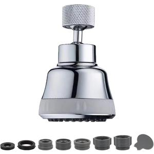 Faucet Aerator Faucet Sprayer Attachment, Kitchen Faucet Head Replacement with 4 Spray Modes, 360 Swivel Faucet Extender Anti-Splash Sink Sprayer Faucet Nozzle Head (Diamond, Silver)