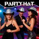 Silver Cowboy Hat Cowgirl Hat Costume Funny Hats Cosplay for Party (Silver)