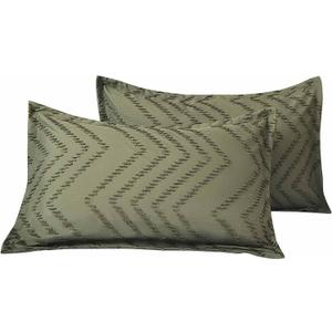 Nanko 2 Pack Standard Size Pillow Shams Set, Olive Green Boho Tufted Soft Microfiber PillowcasesModern Farmhouse Pillowshams for Men and Woman 20 x 26 Inch (Standard 20"x26", Dark Green Tufted)