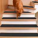 Rubber Stair Treads Carpet Non Slip, Black Stair Rugs for Wooden Steps, Reusable Carpet Stairs Runner Stair Mats Covers Set of 15