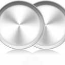 TeamFar Pizza Pan, 10 inch Pizza Pans Pizza Tray Stainless Steel for Oven Baking, Non Toxic & Healthy, Heavy Duty & Dishwasher Safe - Set of 2 (Silver)