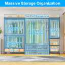Ulif E10 Clothes RackWith Stretchable Hanger RodFreestanding Clothing Racks for Hanging ClothesAdjustable Closet Organizer SystemPortable Garment Rack 73-97" W x 15" D x 72" HMax Load 800LBSGrey