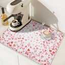 Valentines Day Dish Drying Mat for Kitchen Counter 24x18 Inch Love Drying Mat with Absorbent Reversible Microfiber Pink Heart Dish Drainer Mats Rack Pad for Coffee Countertop Protector