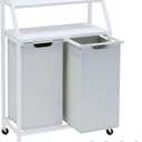 Laundry Hamper, Laundry Sorter 2 Section, Rolling Laundry Basket with Wheels, 2 Shelves, 2  14.5 Gal, Pull-Out and Removable Oxford Fabric Bags, for Laundry Room, White and Grey