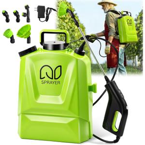 Battery Powered Backpack Sprayer 4 Gallon, Adjustable Pressure Garden Sprayer with Digital Display & Padded Straps, Electric Pump Sprayer in Lawn with 2.2Ah Battery, 5 Nozzles, Telescopic Wand