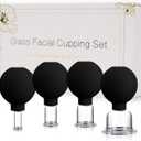 4PCS Glass Facial Cupping Set, Anti Aging Face Cupping Cups for Face & Neck Lift, Glowing Skin - Rejuvenation, Lymphatic Drainage, Facial Vacuum Suction Cups (Black)