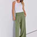 ANRABESS Women Linen Palazzo Pants Summer Boho Wide Leg High Waist Casual Lounge Pant 2025 Beach Travel Vacation Outfits (Green, S)