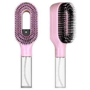 2-in-1 Detangler Hair Brush, With Built-In Mister Spray, Wet & Dry Detangling Brush for Curly, Wavy & Straight Hair | No-Tangle Anti-Frizz Hair Care Brush,Water Reservoir 50ml. (Pink)