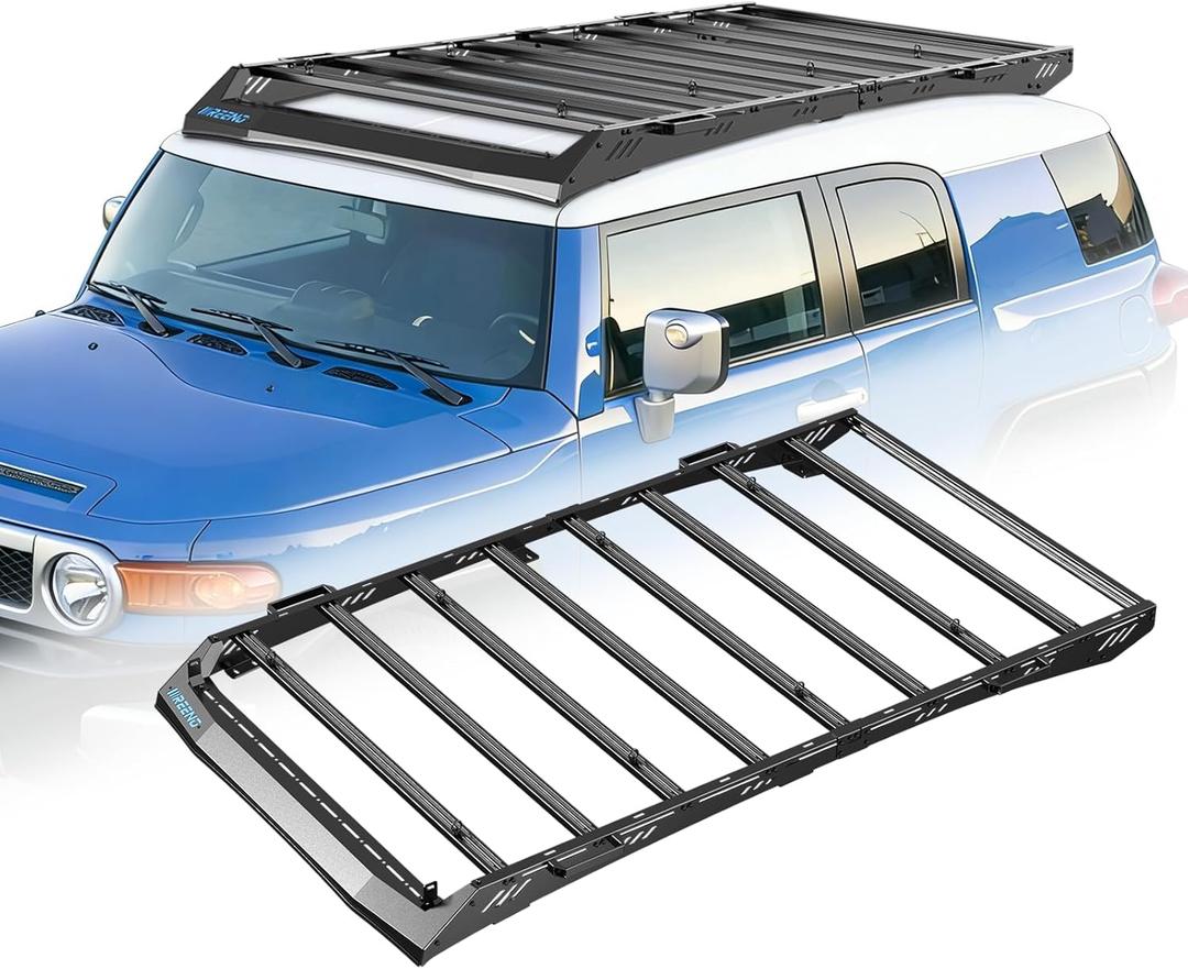 Overland Roof Rack Platform for Toyota FJ Cruiser 2007-2016, Heavy Duty Aluminum Roof Rack, 1000 lbs Static / 500 lbs Dynamic Load, LED Light Bar Compatible, No-Drill Installation