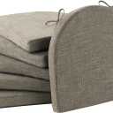 IPYNBAP Chair Cushions for Dining Chairs with Ties and Removable Cover, Dining Kitchen Chair Pads with Non-Slip Bottom, High-Resilience Indoor Seat Cushions, 16'' x 16'' x 2'', Set of 6, Khaki