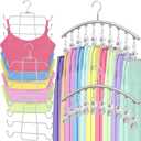 TomCare 2 Pack Tank Top Hanger and 2 Pack Leggings Organizers Space Saving Sport Bras Organizer Metal Yoga Pants Hangers with 20 Clips Hanging Closet Organizers and Storage, Grey (Gray)