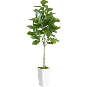 Artificial Fiddle Leaf Fig Tree 6ft - Realistic Tall Fake Plants for Office Home Living Room Bedroom Decor Indoor Outdoor - Green Large Silk Faux Floor Plant with Pot (Write)