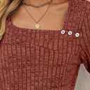 AUTOMET Womens Long Sleeve Shirts Fall Tops Fashion Outfits 2025 Asymmetric Square Neck Sweaters Dressy Casual Tunic Clothes (Medium, Caramel)