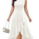 DRESSTELLS Women's Cocktail Dresses 2026, White Church Wedding Confirmation Summer Formal Aline Modest Graduation Party Prom Dress for Teen White 3XL