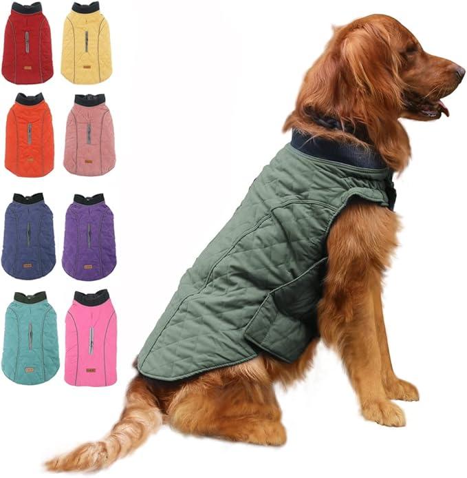 EMUST British Style Windproof Warm Dog Coat, Polyester, Green, XL (Pack of 1)