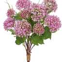 Faux Hydrangea Flowers 5 Pcs Pink Artificial Hydrangea Spray with 9 Flower Heads, Faux Hydrangeas Plastic Flowers Fake Hydrangeas for Indoor Outdoor Wedding Table Centerpieces Decor
