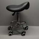 YEEZEE Saddle Stool Ergonomic- Comfortable Rolling Saddle Stool with Wide Thick Saddle Seat Padding, Swivel Adjustable Saddle Chair with Wheels and Ring Pedal for Medical Massage Salon (Dark Black)