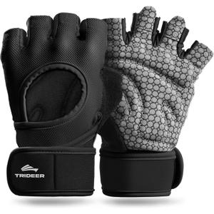 Trideer Weight Lifting Gloves for Women Men with Wrist Support, Workout Gloves Women Full Palm Protection for Gym Training, Fitness, Weightlifting & Pull Ups (Small, Black)