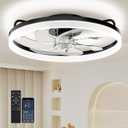 Ceiling Fans with Lights and Remote, 20 Inch Low Profile Ceiling Fan, Upgrade 7-Blade Flush Mount LED Fan Light, 3000K-6500K Dimmable Modern Fandelier Ceiling Fans for Bedroom, Black
