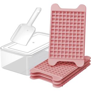 Mini Ice Cube Tray for Freezer: GGUW Nugget Ice Cube Tray with Bin - Crushed Ice Tray Making 4108 PCS Icecube - Easy Release Iced Maker Trays