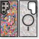 Magnetic for Samsung Galaxy S24 Ultra Magsafe Case Cute Aesthetic - Fashion Funny Mushroom Jungle Print Cover - Durable Shockproof Protective Phone Case 6.8" Black