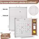 Dry Erase Calendar Whiteboard for Wall 24" x 18" Hanging Board with Cork