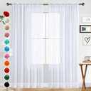 SpaceDresser Basic Rod Pocket Sheer Voile Window Curtain Panels White 1 Pair 2 Panels 38 Width 72 Inch Long for Kitchen Bedroom Children Living Room Yard(White,38 W x 72 L)