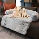 Tinaco Luxurious Calming Dogs/Cats Bed Mats, Washable Removable Couch Cover, Plush Long Fur Mat, Waterproof Lining, Perfect for Small, Medium and Large Pets (Gradient Gray, XL) (41.5"L x 37.5"W x 5.9"Th)