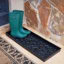 BIRDROCK HOME Rubber Boot Tray | 34 inch Decorative Boot Tray | Waterproof for All Weather Indoor or Outdoor Use | Dog Bowl Tray, 1'2" x 2'10"