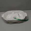 Hasense Ceramic Baking Dish with Handle, Deep Lasagna Pan and Casserole Dishes for Oven, Baking Pan for Cooking, Casserole, Kitchen, 8.7" x 15.2" Farmhouse Style Serving Bakeware, White (Set of 1)