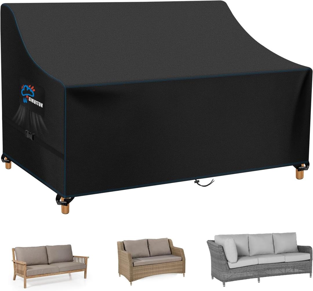 SIRUITON 3-Seat 104" W x 40" D x 35" H Garden Patio Sofa/Loveseat/Bench Cover, Heavy Duty 500D Oxford Waterproof Outdoor Sofa Cover, Lawn Patio Furniture Covers