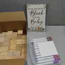 Tatuo 75 Pcs Baby Shower Games Sign Kit Including Decorate a Block Game Sign 50 DIY Wooden Block 24 Acrylic Paint Marker Baby Shower Prize for Gender Reveal Party(Safari)