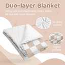 Checkered Minky Baby Blanket 30 x 40 Inches for Boys Girls, Soft Plush Receiving Blanket with Dotted Back, Gift for Toddler Newborn Infant Christmas Birthday Baby Shower