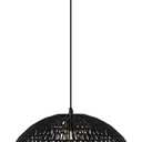 JONATHAN Y 20" Black Modern Bohemian Woven Rope LED Pendant Light Fixture, Adjustable Dome Ceiling Lamp for Kitchen Island, Rope Shade, Coastal Farmhouse Decor (JYL6504C)