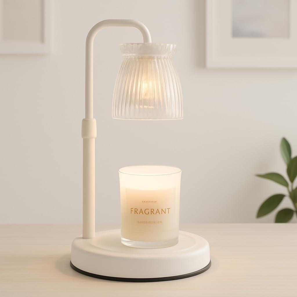 Shering Candle Warmer Lamp with Timer Dimmable, Gift Box, Gifts for Her, Birthday Gifts for Women, House Warming Gift New Home Decor, Wax Melt Warmer for Scented Jar Candles (Clear-white)